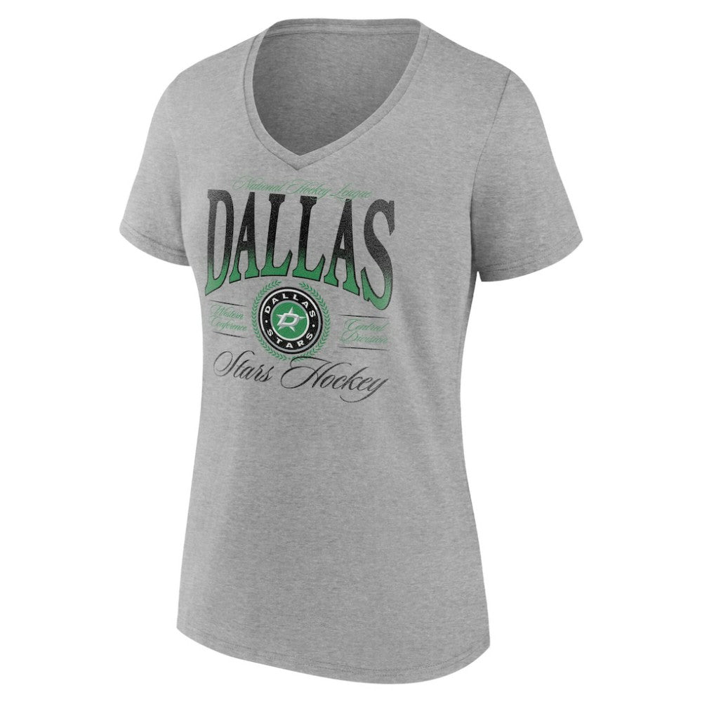 Dallas Stars Women's Retro Script V-Neck T-Shirt - Gray - NHL 203175580