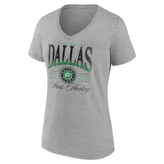 Dallas Stars Women's Retro Script V-Neck T-Shirt - Gray - NHL 203175580