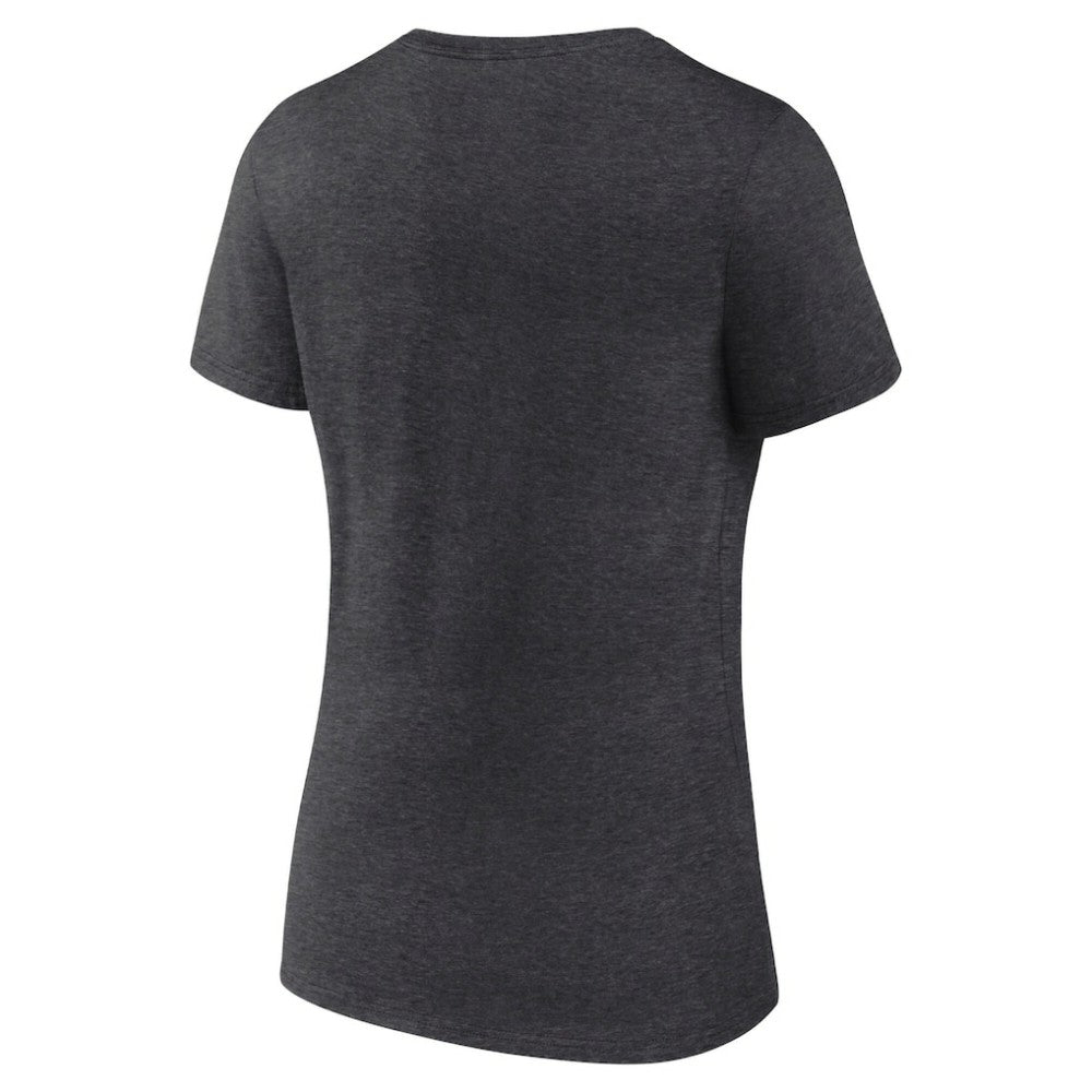 Edmonton Oilers Women's Retro Banner V-Neck T-Shirt - Charcoal - NHL 203175582