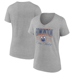Edmonton Oilers Women's Retro Script V-Neck T-Shirt - Gray - NHL 203175586