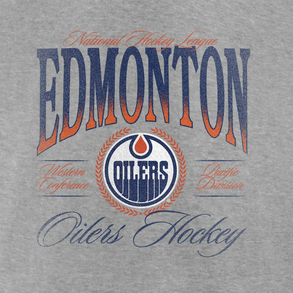 Edmonton Oilers Women's Retro Script V-Neck T-Shirt - Gray - NHL 203175586