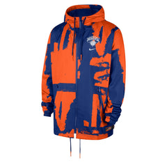 New York Knicks Courtside Club Premium Woven Full-Zip Hooded Jacket Blue/Orange | Nike discount