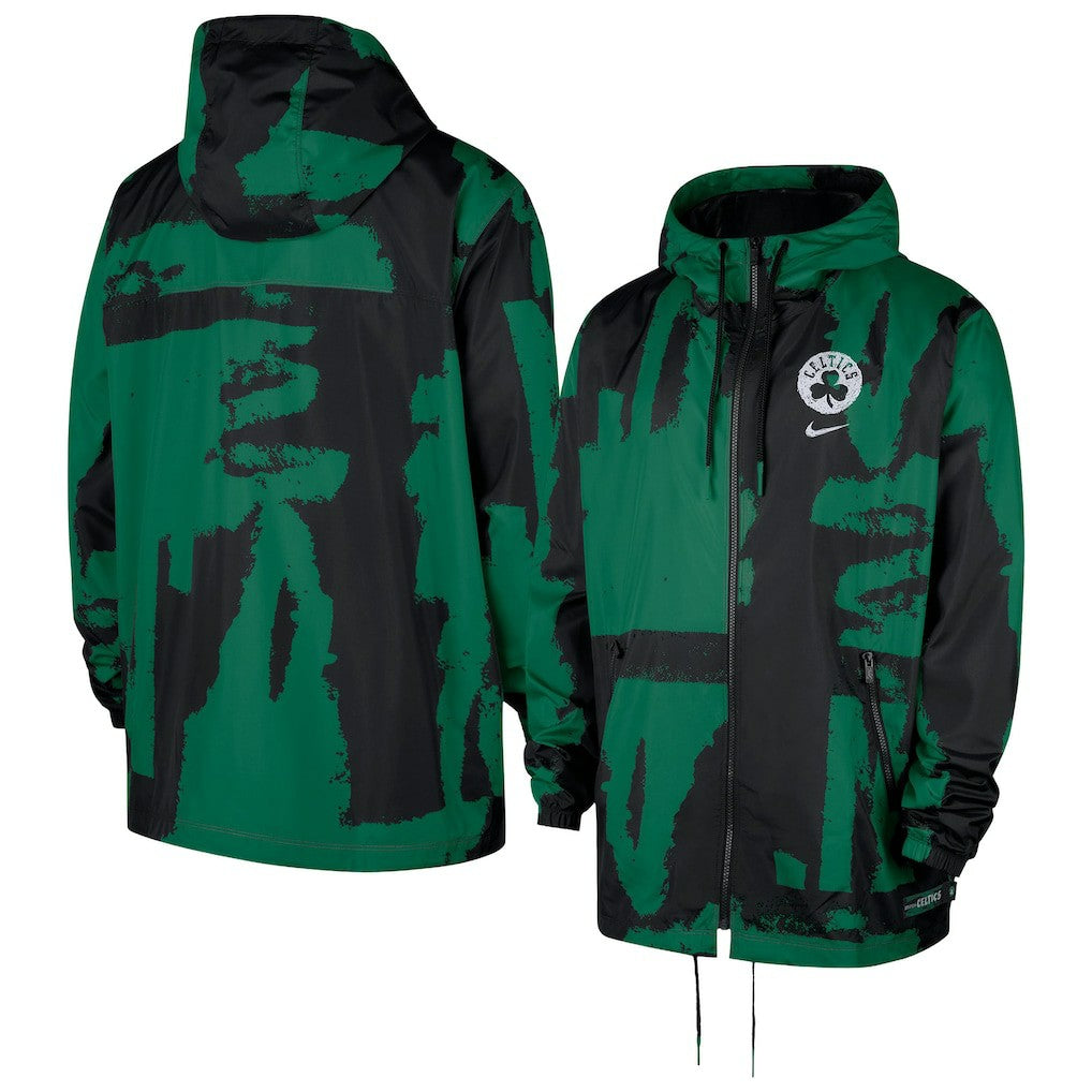 Boston Celtics Courtside Club Premium Woven Full-Zip Hooded Jacket Black/Kelly Green | Nike online