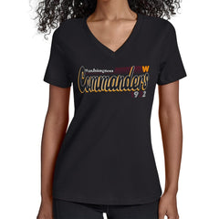 Washington Commanders Starter Women's Groovy Script V-Neck T-Shirt Black