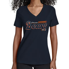Chicago Bears Starter Women's Groovy Script V-Neck T-Shirt Navy