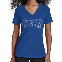 Indianapolis Colts Starter Women's Groovy Script V-Neck T-Shirt Royal