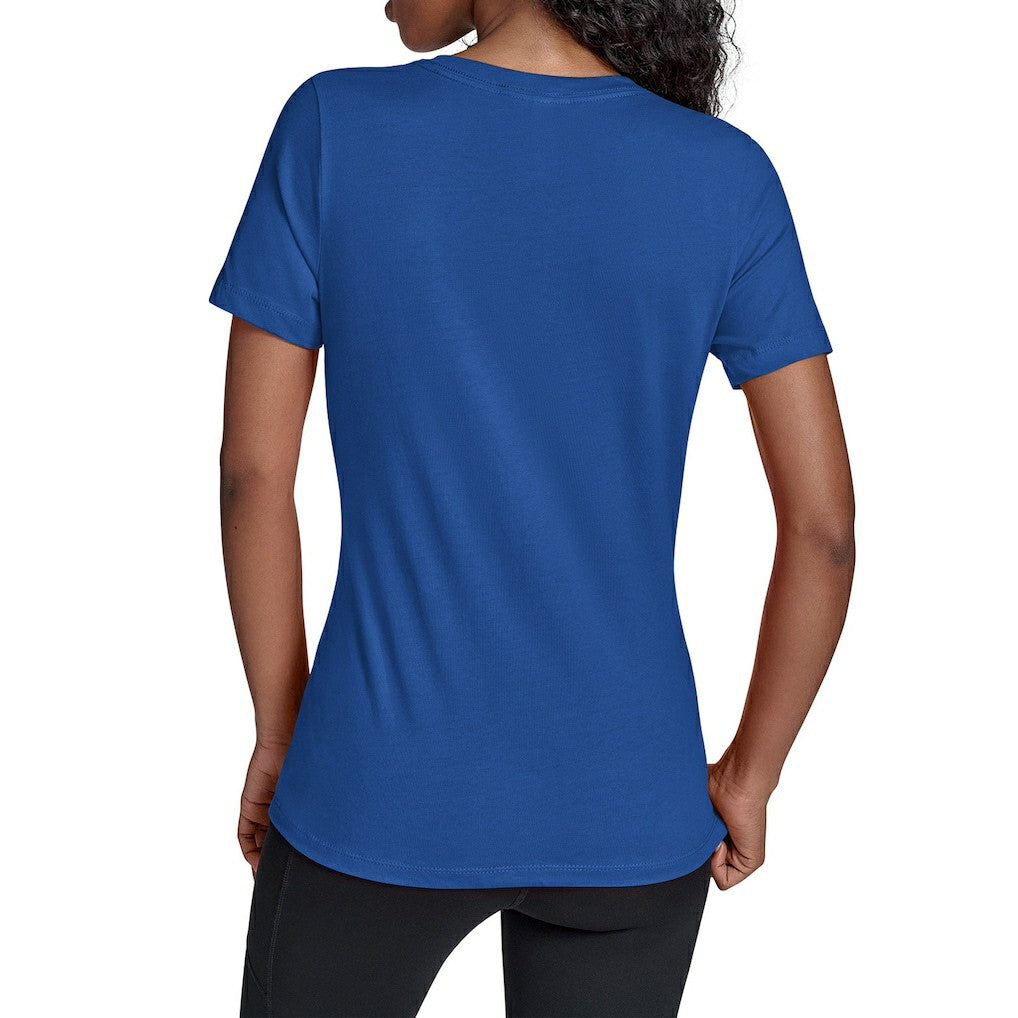 New England Patriots Starter Women's Throwback Groovy Script V-Neck T-Shirt Royal