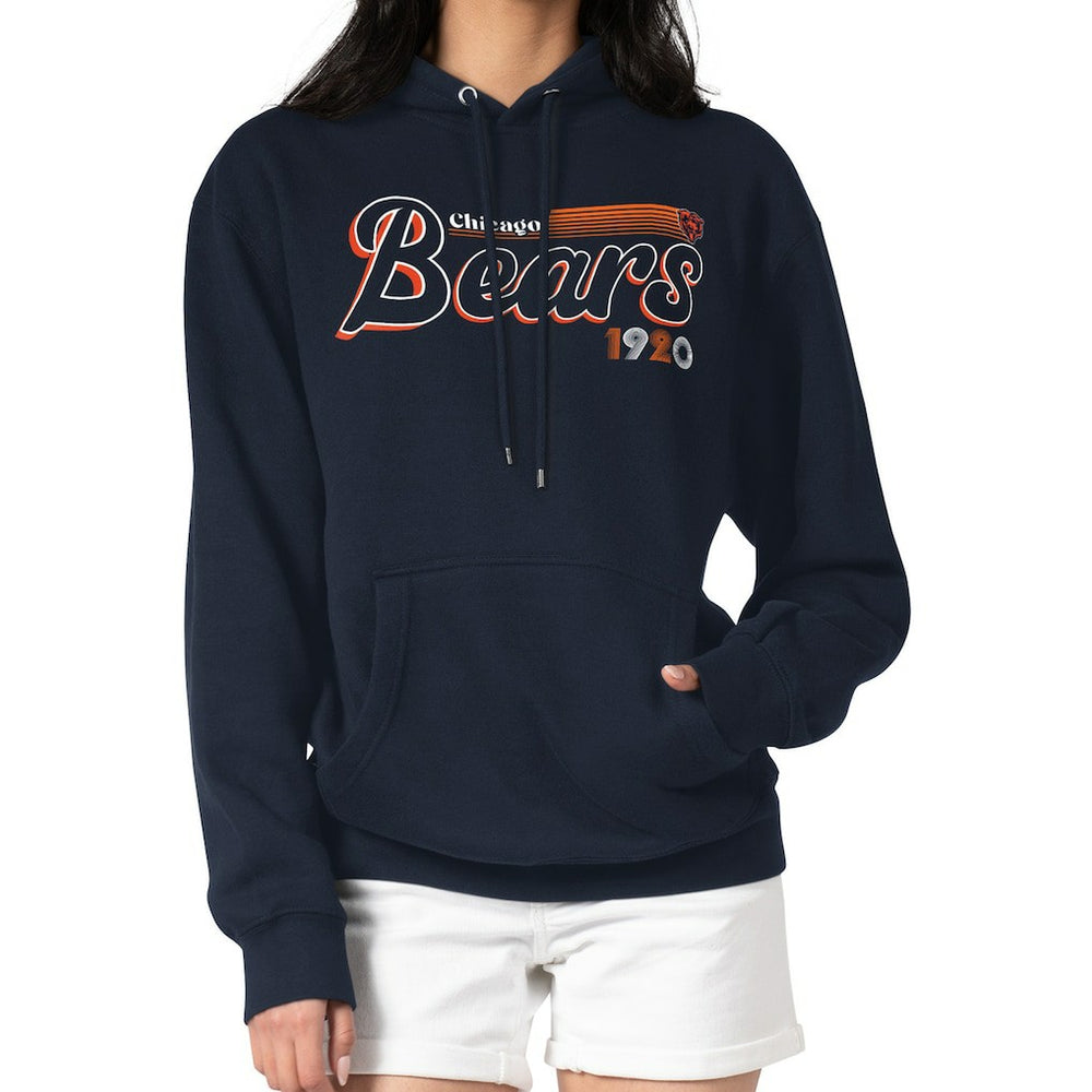 Chicago Bears Starter Women's Groovy Script Pullover Hoodie Navy