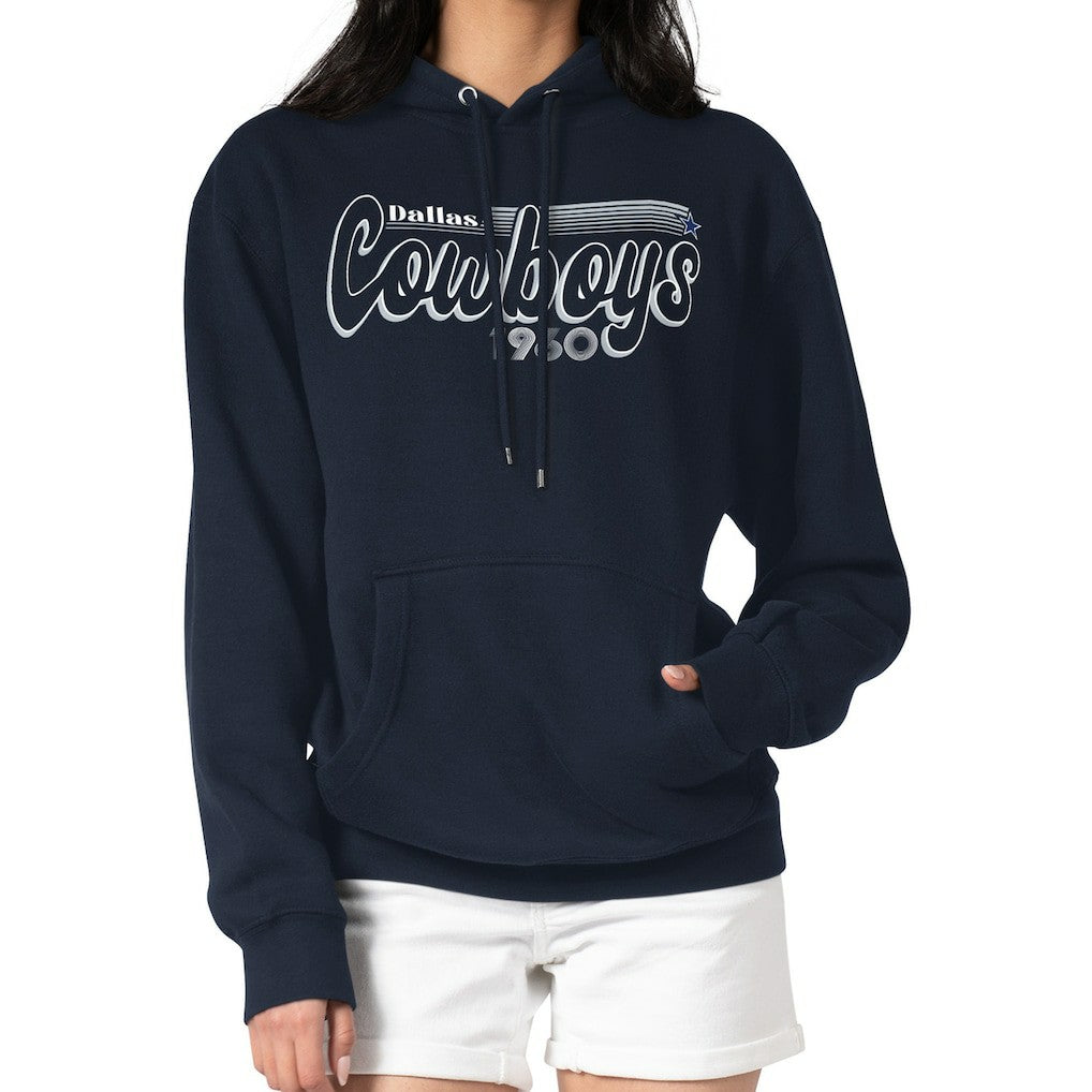 Dallas Cowboys Starter Women's Groovy Script Pullover Hoodie Navy