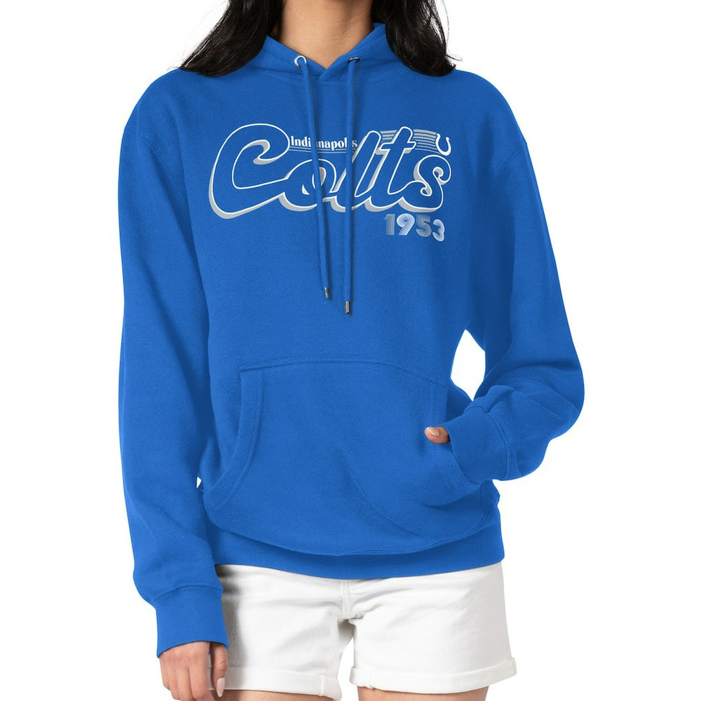 Indianapolis Colts Starter Women's Groovy Script Pullover Hoodie Royal