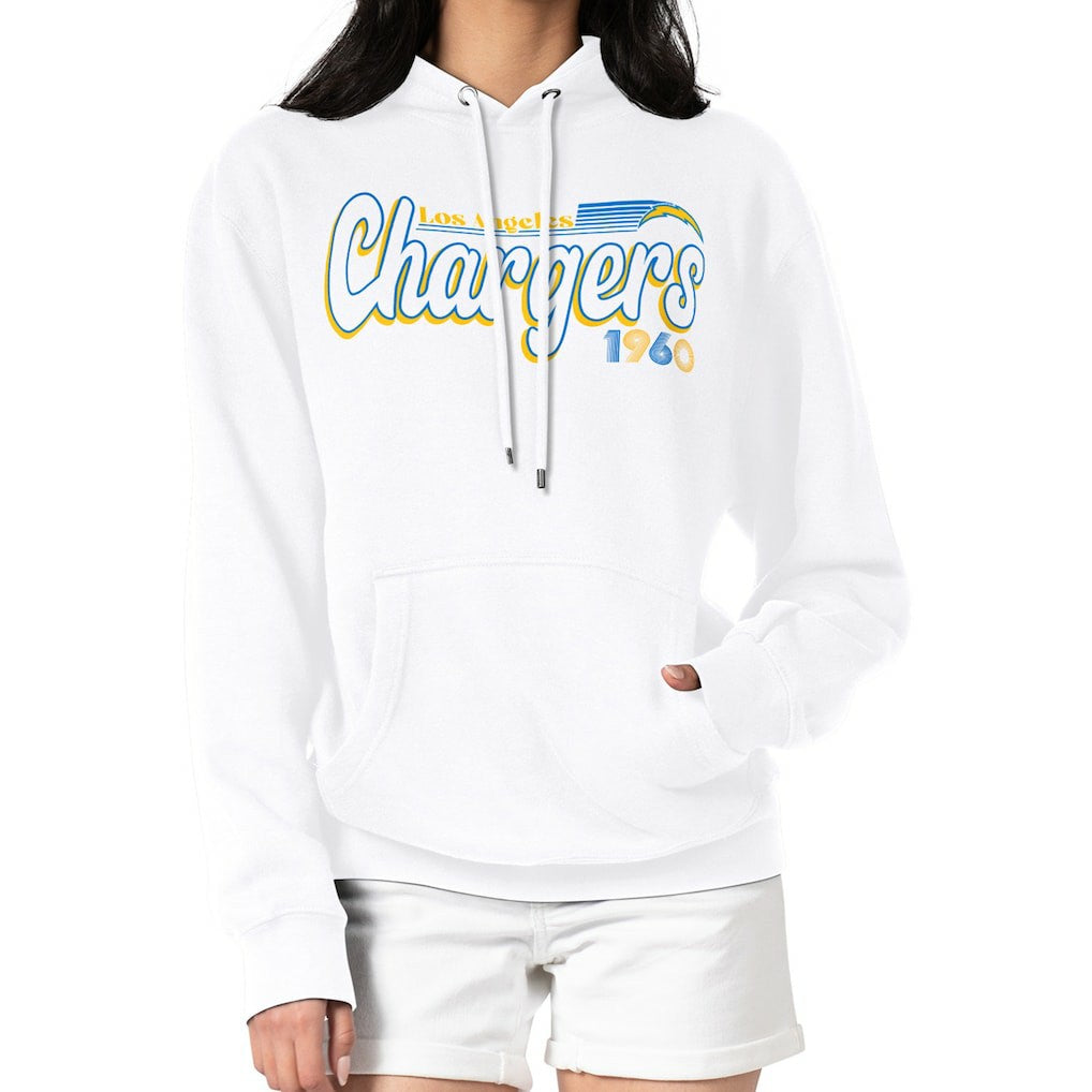 Los Angeles Chargers Starter Women's Groovy Script Pullover Hoodie White