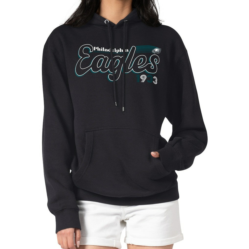 Philadelphia Eagles Starter Women's Groovy Script Pullover Hoodie Black