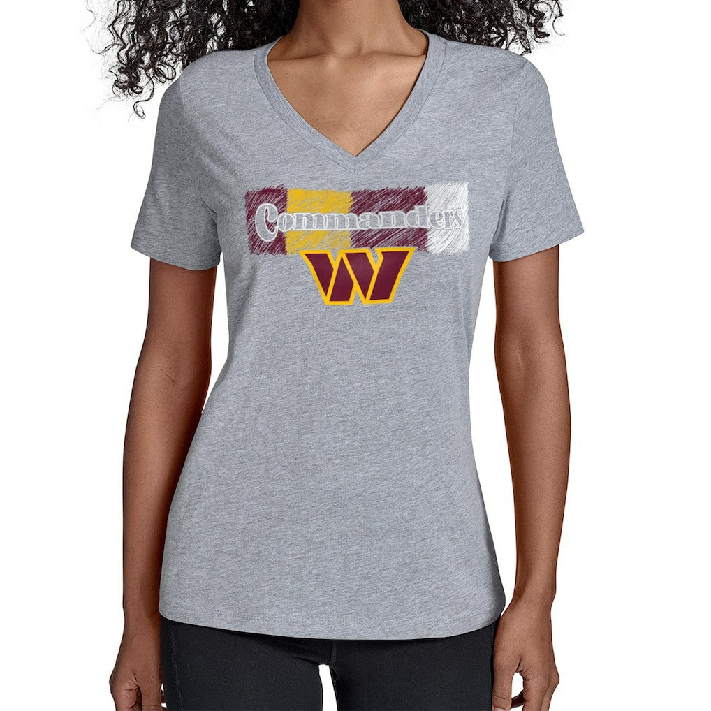 Washington Commanders Starter Women's Color Shading V-Neck T-Shirt Gray