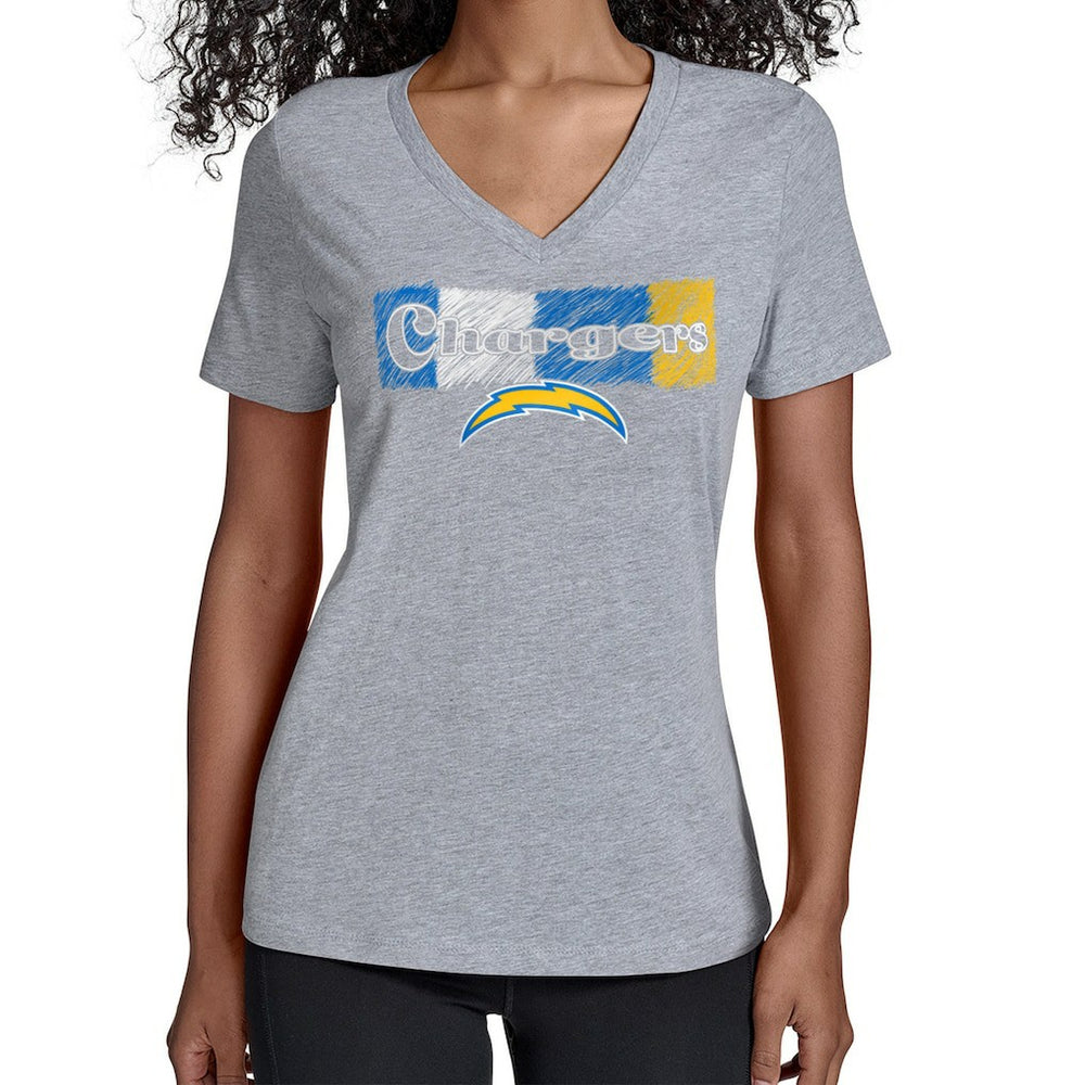 Los Angeles Chargers Starter Women's Color Shading V-Neck T-Shirt Gray