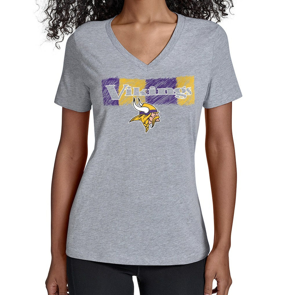 Minnesota Vikings Starter Women's Color Shading V-Neck T-Shirt Gray
