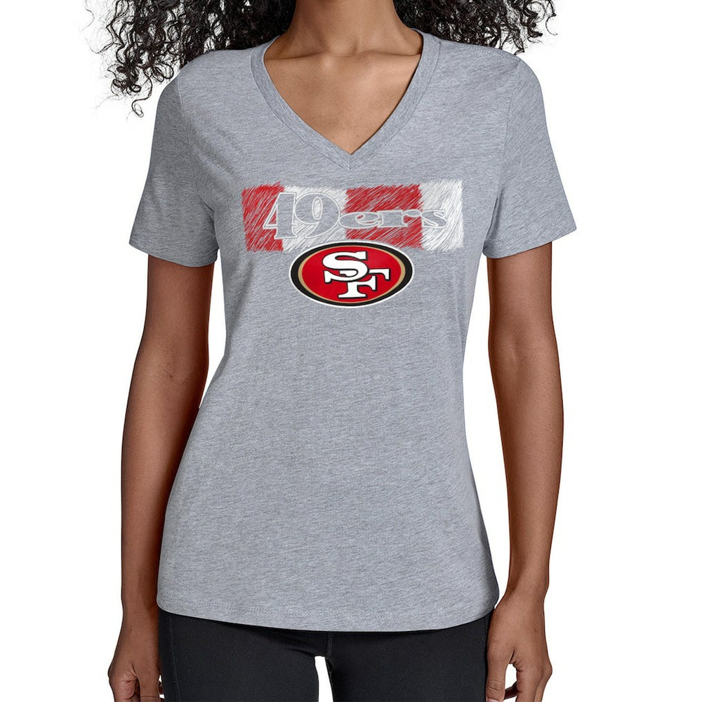 San Francisco 49ers Starter Women's Color Shading V-Neck T-Shirt Gray
