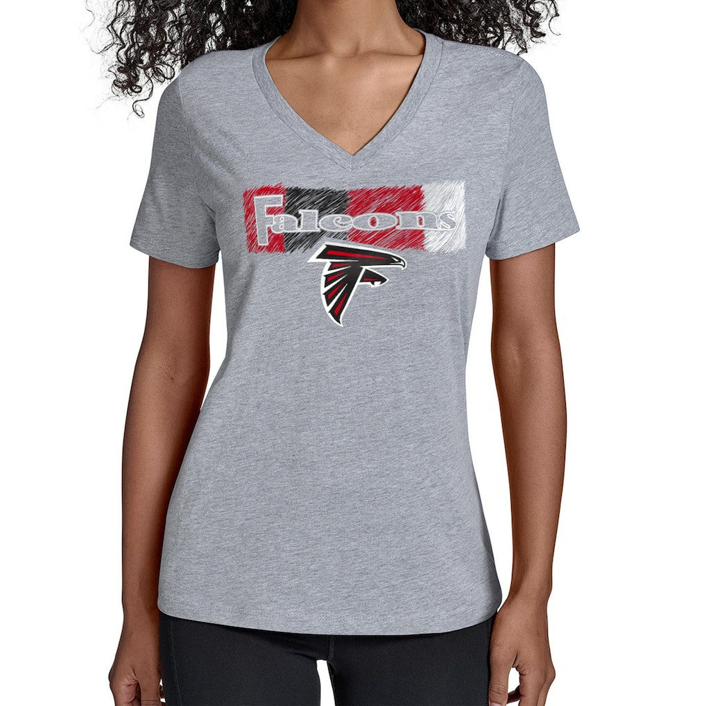 Atlanta Falcons Starter Women's Color Shading V-Neck T-Shirt Gray