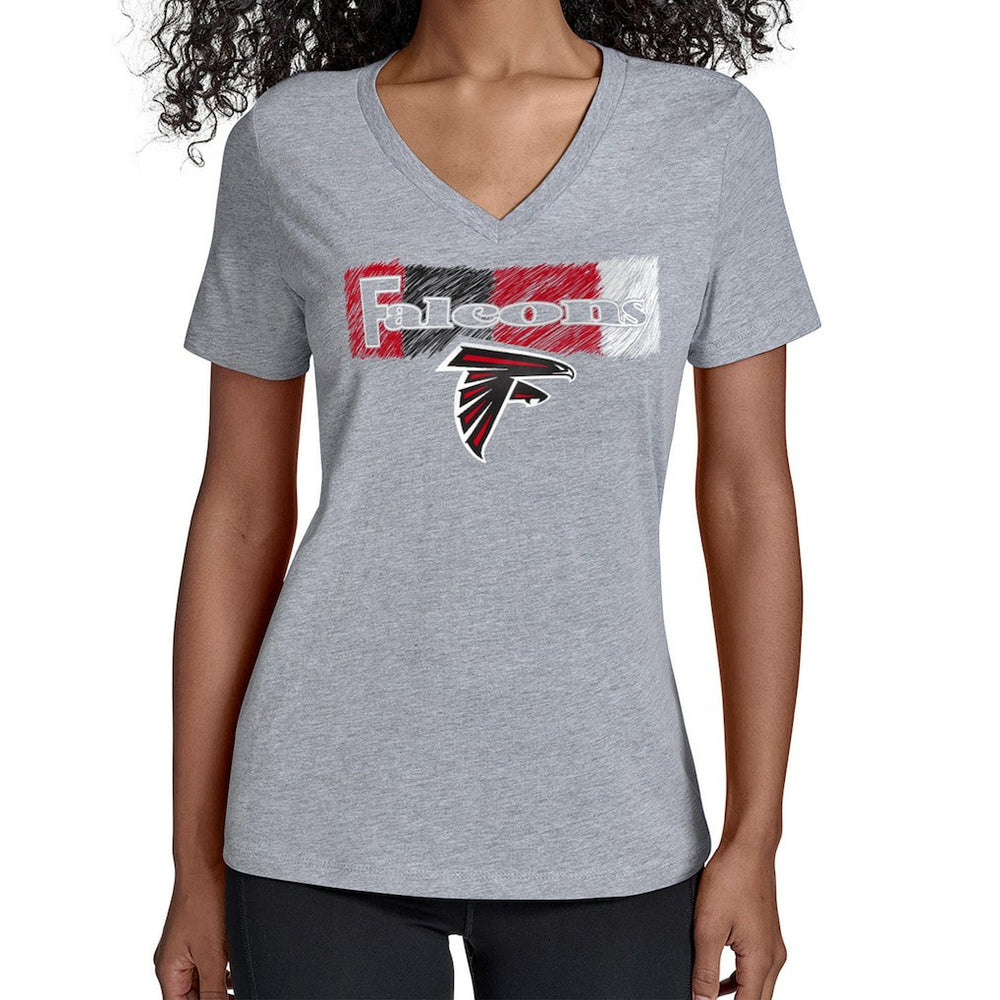 Atlanta Falcons Starter Women's Color Shading V-Neck T-Shirt Gray