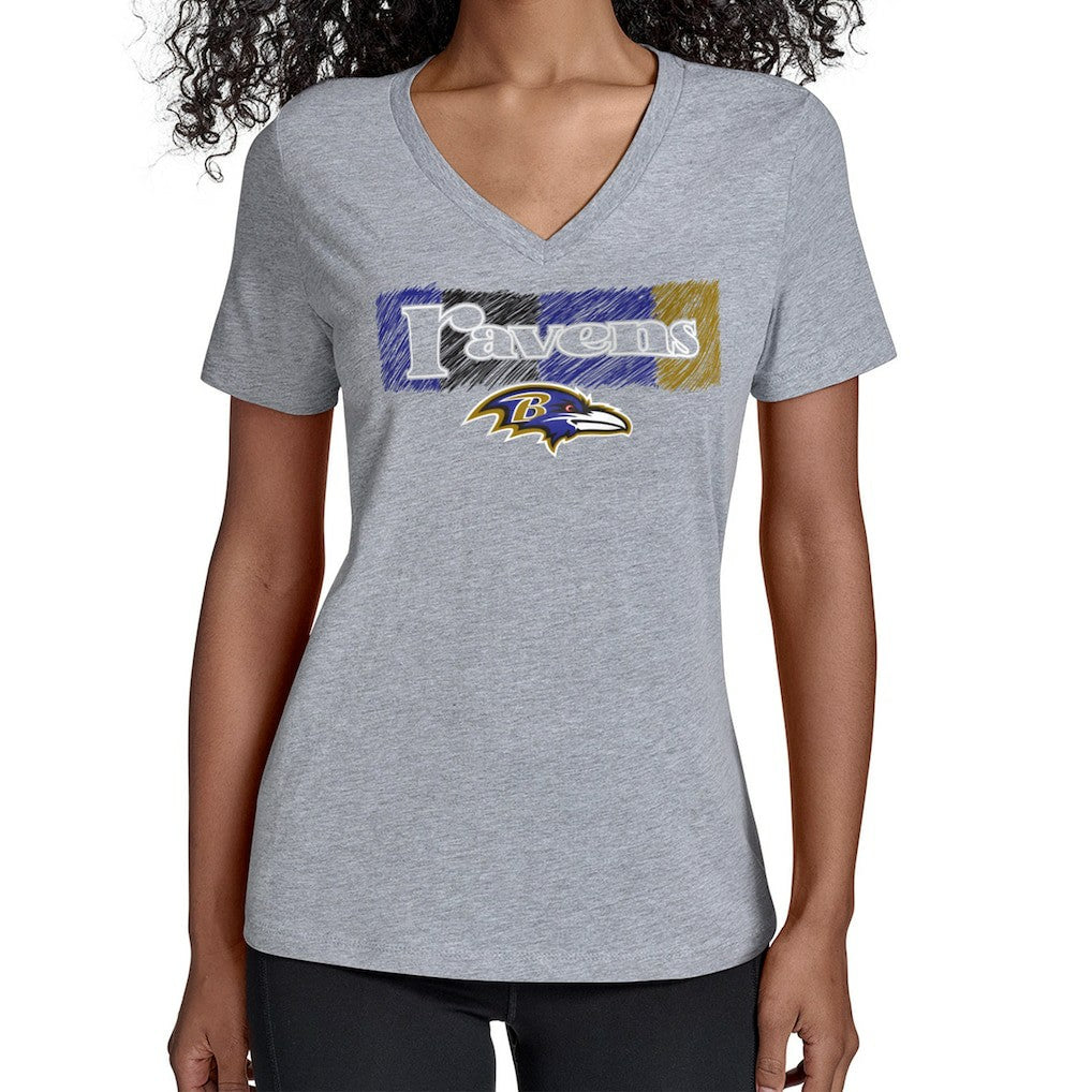 Baltimore Ravens Starter Women's Color Shading V-Neck T-Shirt Gray