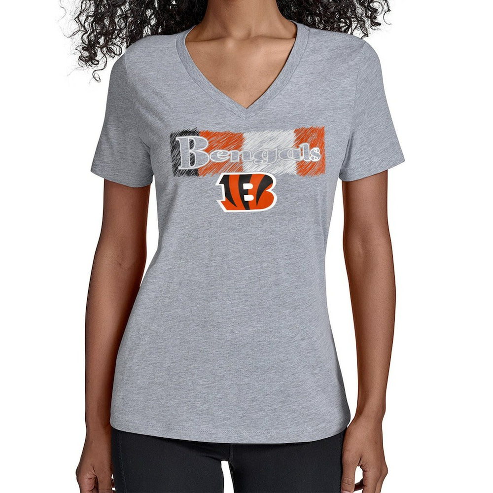 Cincinnati Bengals Starter Women's Color Shading V-Neck T-Shirt Gray