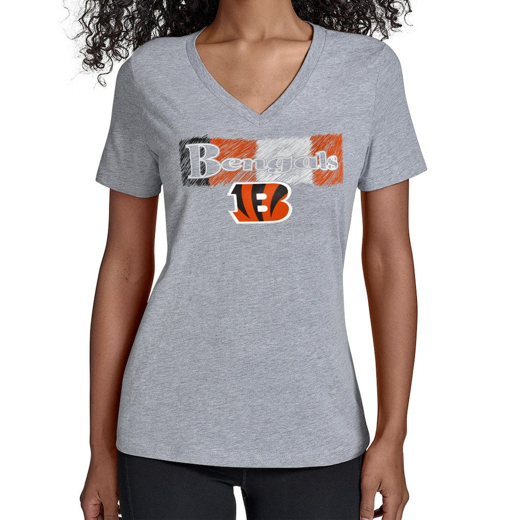 Cincinnati Bengals Starter Women's Color Shading V-Neck T-Shirt Gray