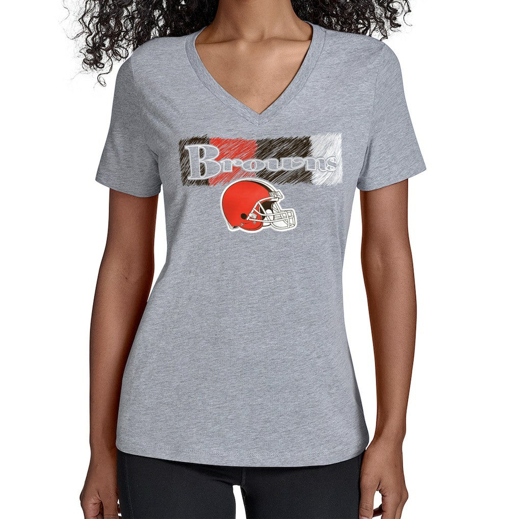 Cleveland Browns Starter Women's Color Shading V-Neck T-Shirt Gray