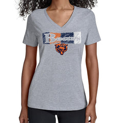 Chicago Bears Starter Women's Color Shading V-Neck T-Shirt Gray