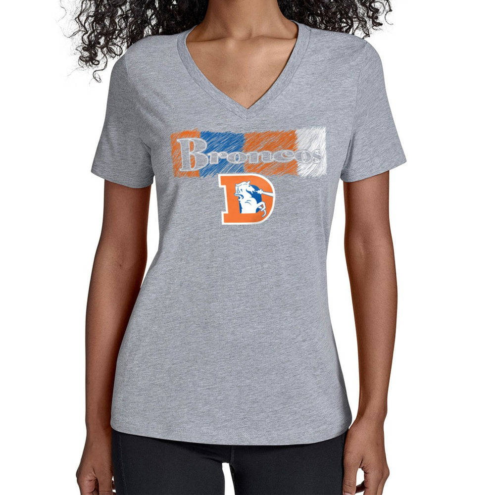 Denver Broncos Starter Women's Color Shading V-Neck T-Shirt Gray