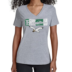 Philadelphia Eagles Starter Women's Color Shading V-Neck T-Shirt Gray