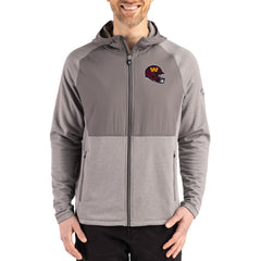 Washington Commanders Cutter & Buck Peshastin Eco Fleece Recycled Raglan Full-Zip Tri-Blend Hybrid Jacket Heather Gray