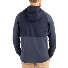 Chicago Bears Cutter & Buck Peshastin Eco Fleece Recycled Raglan Full-Zip Tri-Blend Hybrid Jacket Heather Navy