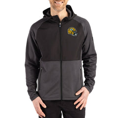 Green Bay Packers Cutter & Buck Peshastin Eco Fleece Recycled Raglan Full-Zip Tri-Blend Hybrid Jacket Heather Black