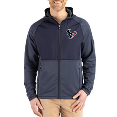 Houston Texans Cutter & Buck Peshastin Eco Fleece Recycled Raglan Full-Zip Tri-Blend Hybrid Jacket Heather Navy