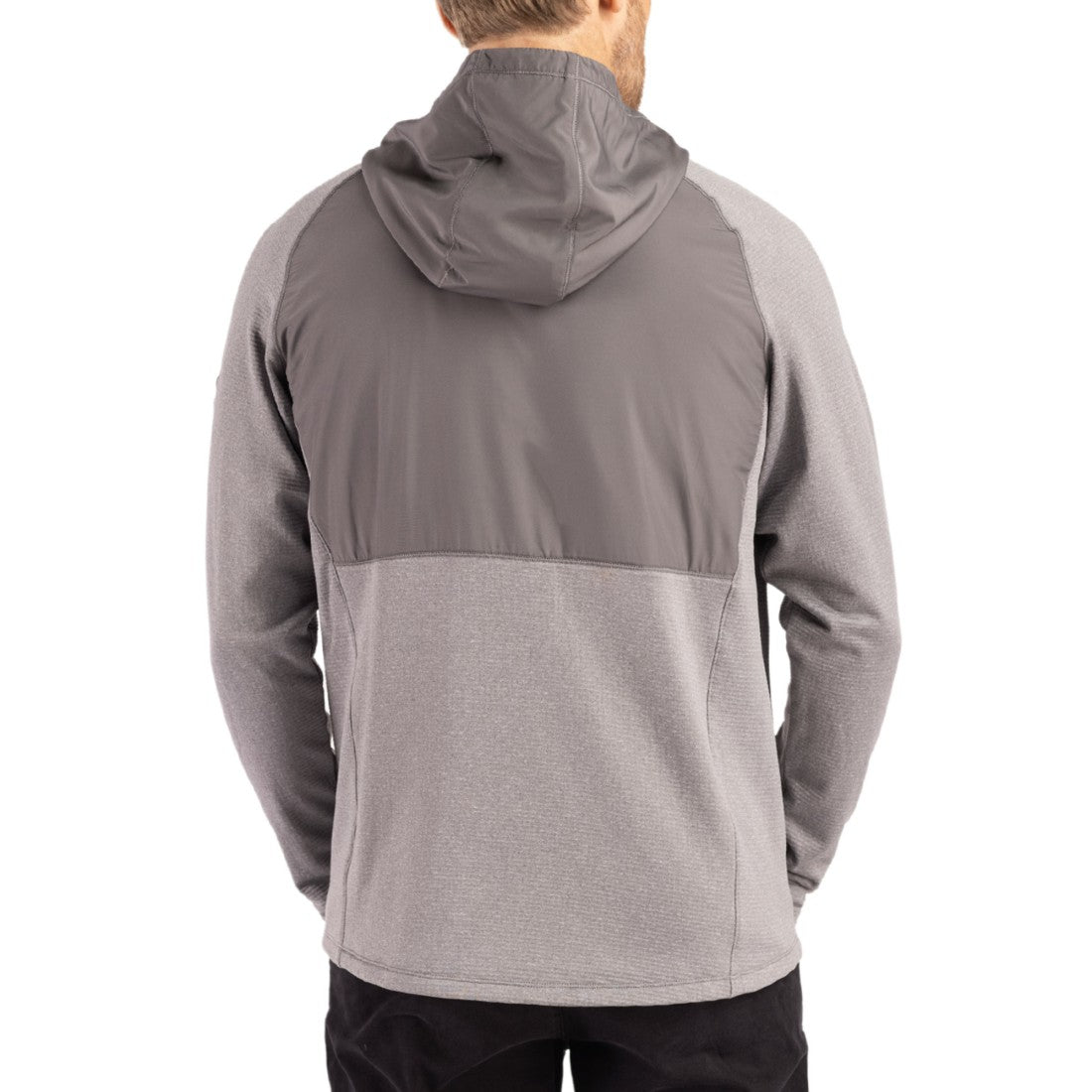 Houston Texans Cutter & Buck Peshastin Eco Fleece Recycled Raglan Full-Zip Tri-Blend Hybrid Jacket Heather Gray