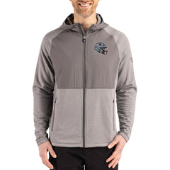 New England Patriots Cutter & Buck Peshastin Eco Fleece Recycled Raglan Full-Zip Tri-Blend Hybrid Jacket Heather Gray