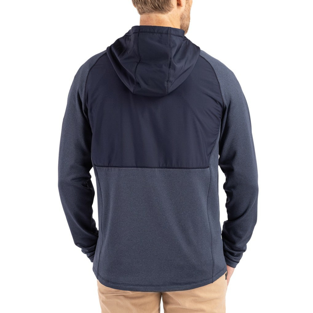 Seattle Seahawks Cutter & Buck Peshastin Eco Fleece Recycled Raglan Full-Zip Tri-Blend Hybrid Jacket Heather College Navy