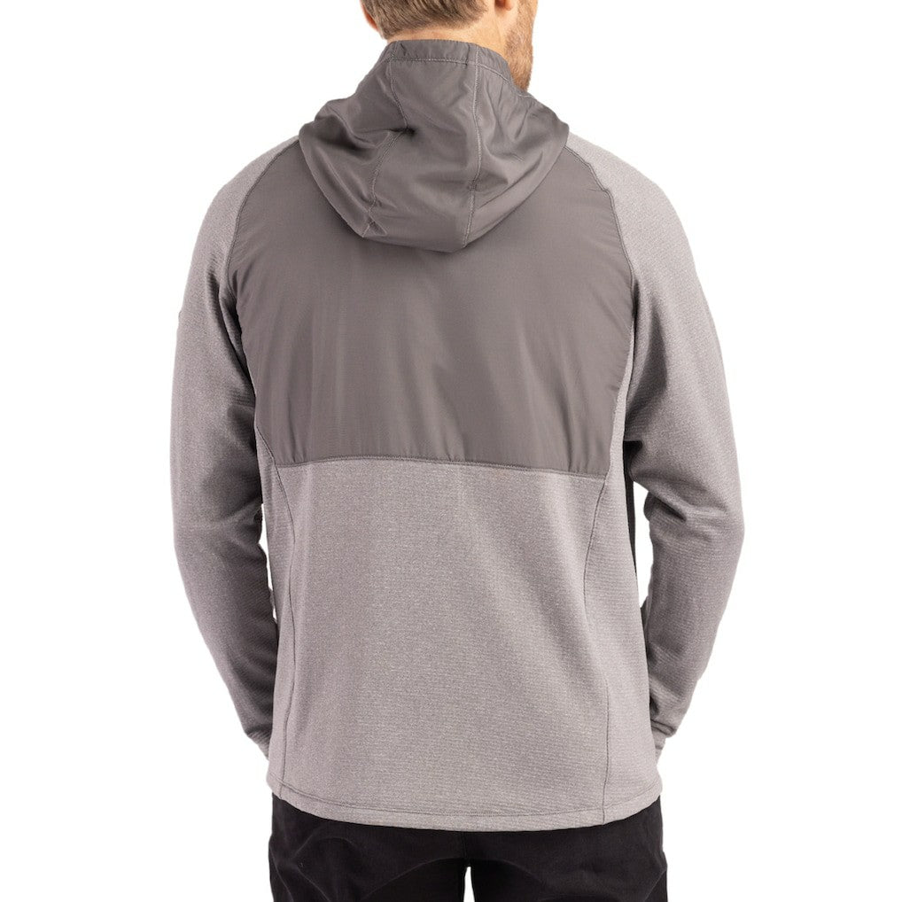 New York Jets Cutter & Buck Peshastin Eco Fleece Recycled Raglan Full-Zip Tri-Blend Hybrid Jacket Heather Gray