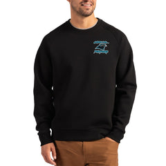 Carolina Panthers Cutter & Buck Throwback Roam Recycled Raglan Pullover Sweatshirt Black