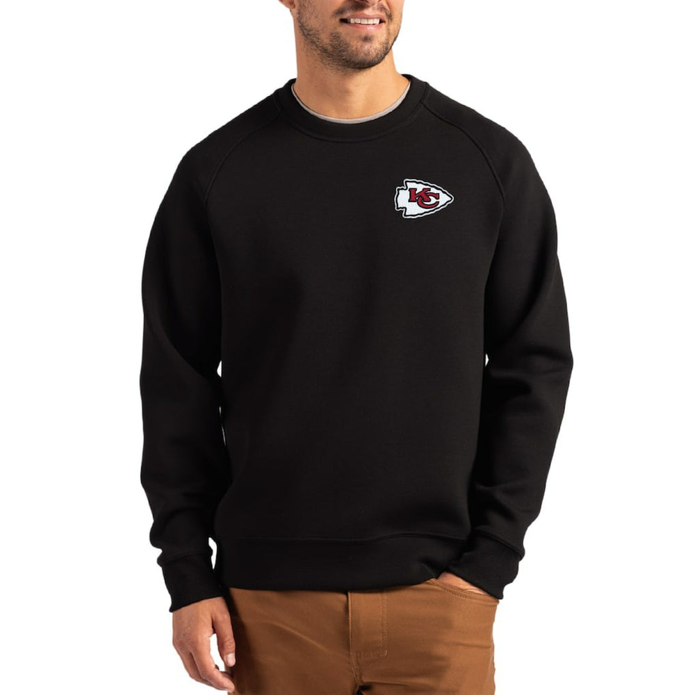 Kansas City Chiefs Cutter & Buck Primary Logo Roam Recycled Raglan Pullover Sweatshirt Black