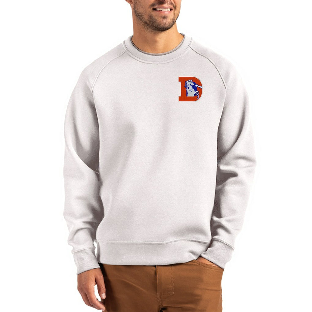 Denver Broncos Cutter & Buck Throwback Roam Recycled Raglan Pullover Sweatshirt Gray