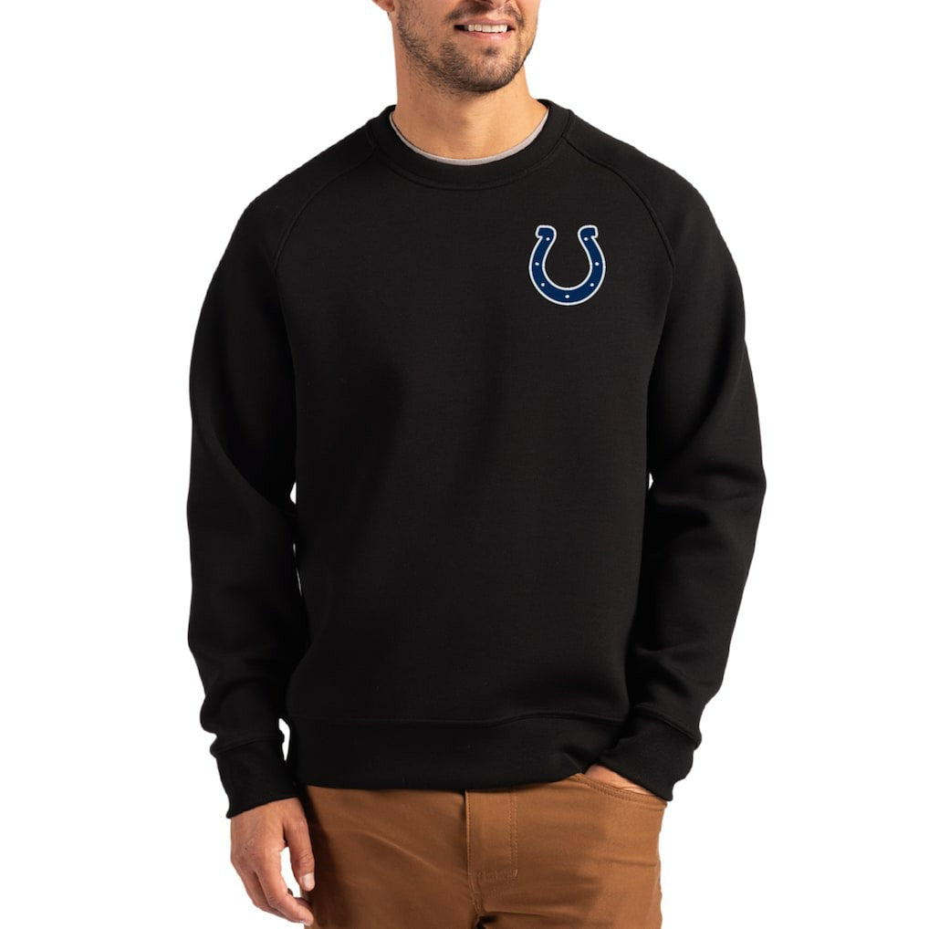 Indianapolis Colts Cutter & Buck Primary Logo Roam Recycled Raglan Pullover Sweatshirt Black