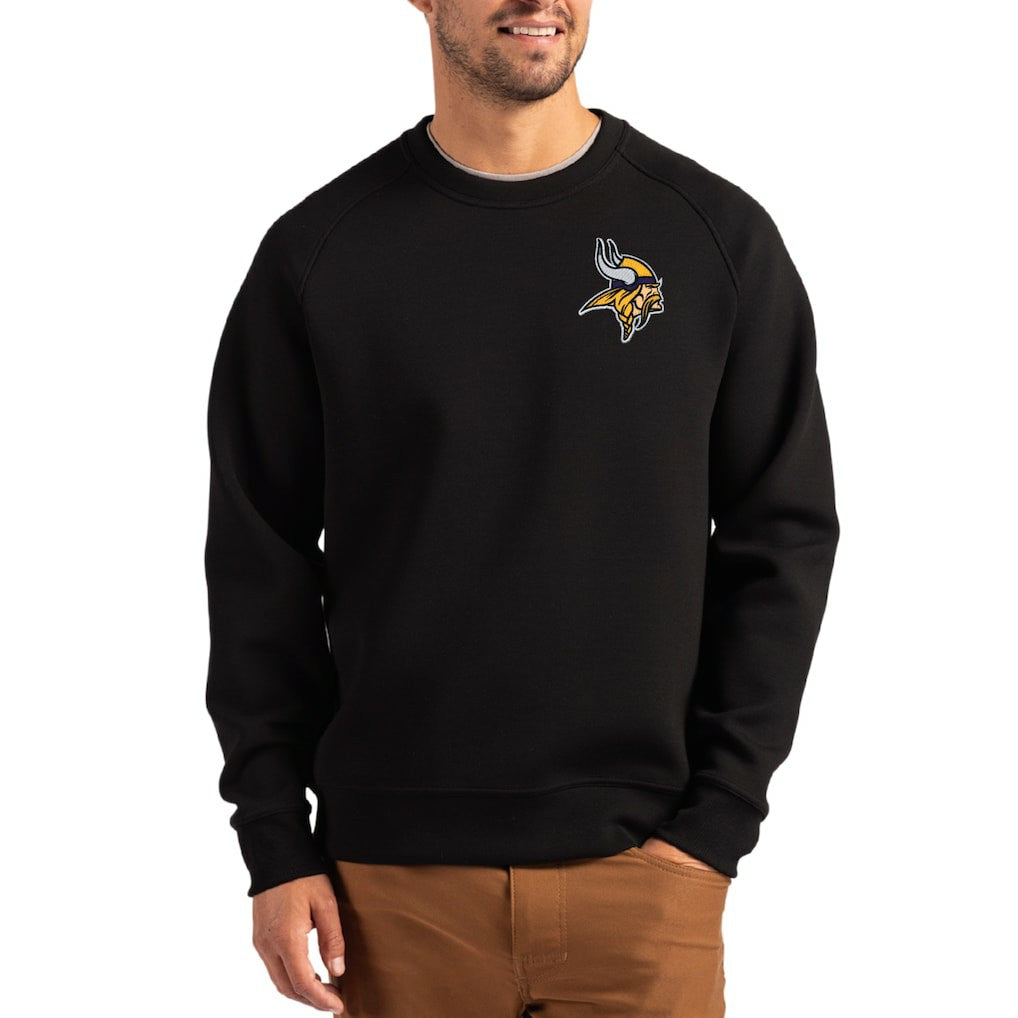 Minnesota Vikings Cutter & Buck Primary Logo Roam Recycled Raglan Pullover Sweatshirt Black
