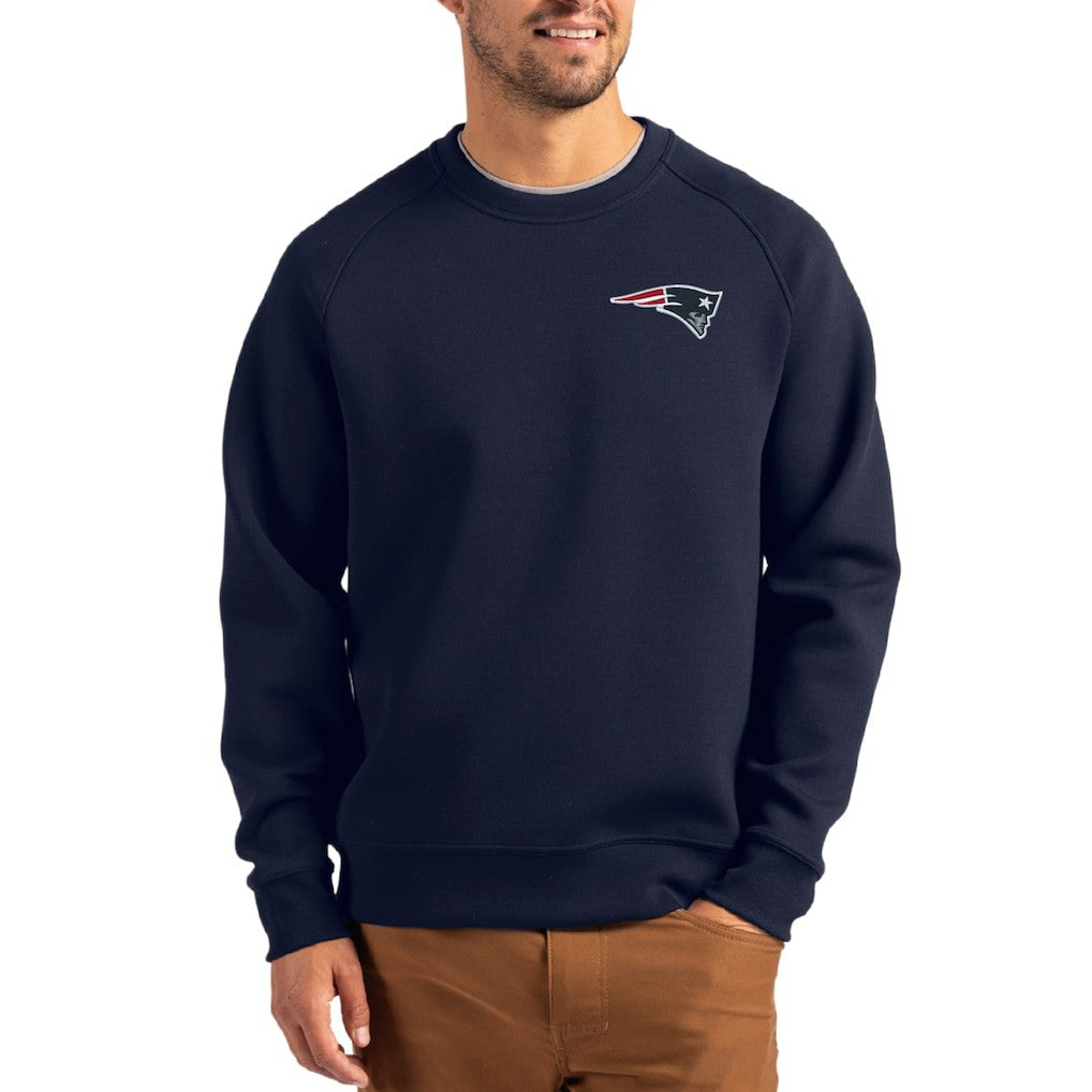 New England Patriots Cutter & Buck Primary Logo Roam Recycled Raglan Pullover Sweatshirt Navy