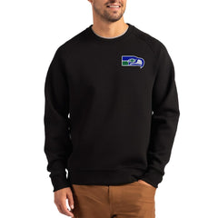 Seattle Seahawks Cutter & Buck Throwback Roam Recycled Raglan Pullover Sweatshirt Black