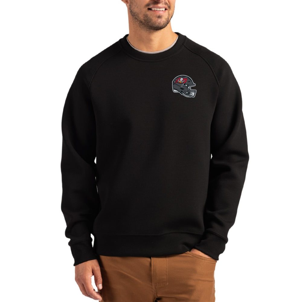 Tampa Bay Buccaneers Cutter & Buck Helmet Roam Recycled Raglan Pullover Sweatshirt Black