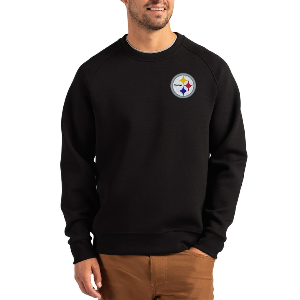Pittsburgh Steelers Cutter & Buck Primary Logo Roam Recycled Raglan Pullover Sweatshirt Black