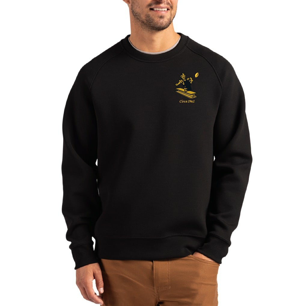 Pittsburgh Steelers Cutter & Buck Throwback Roam Recycled Raglan Pullover Sweatshirt Black