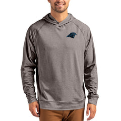 Carolina Panthers Cutter & Buck Adapt Knit Recycled Raglan Pullover Hoodie Heather Gray