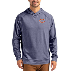 Chicago Bears Cutter & Buck Adapt Knit Recycled Raglan Pullover Hoodie Heather Navy