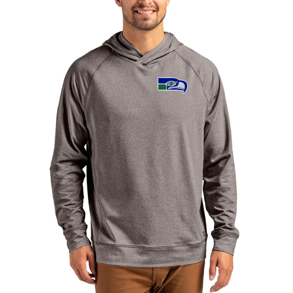 Seattle Seahawks Cutter & Buck Adapt Historic Knit Recycled Raglan Pullover Hoodie Heather Gray